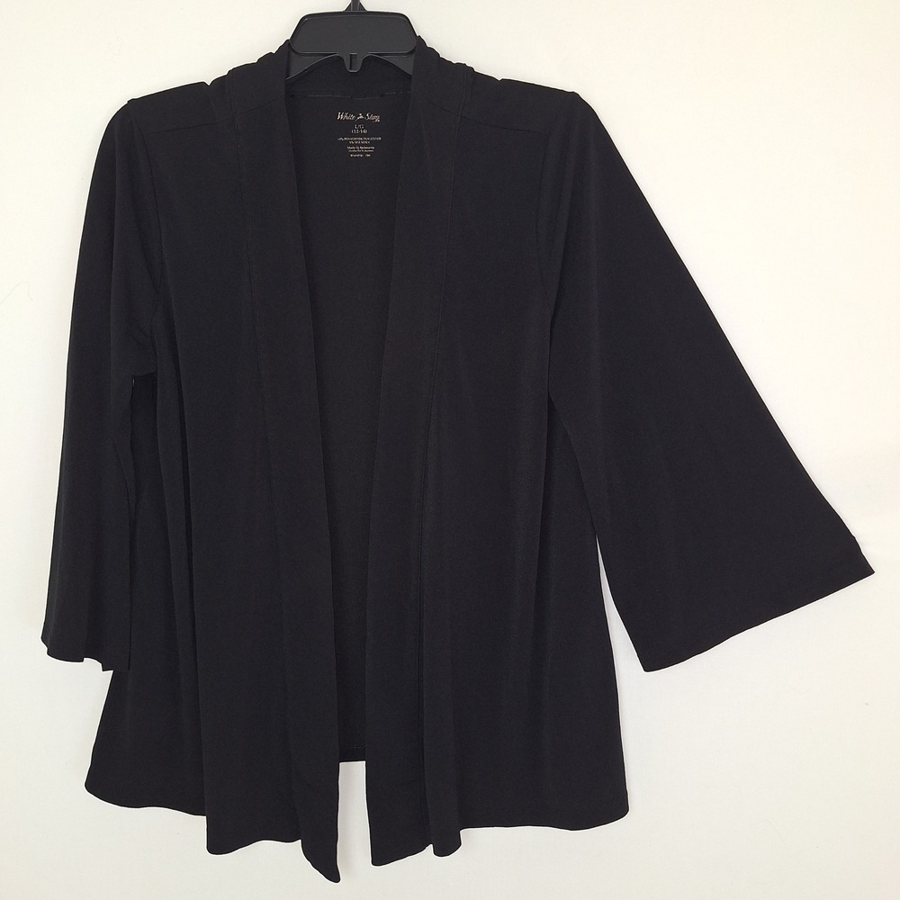Y2K Whimsigoth Minimalist Professional Black Cardigan White Stag Size L